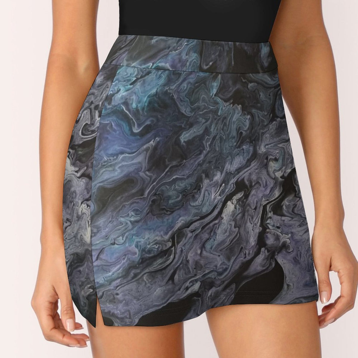 Black Ash Anti-Emptied A-Line Skirt with Pocket