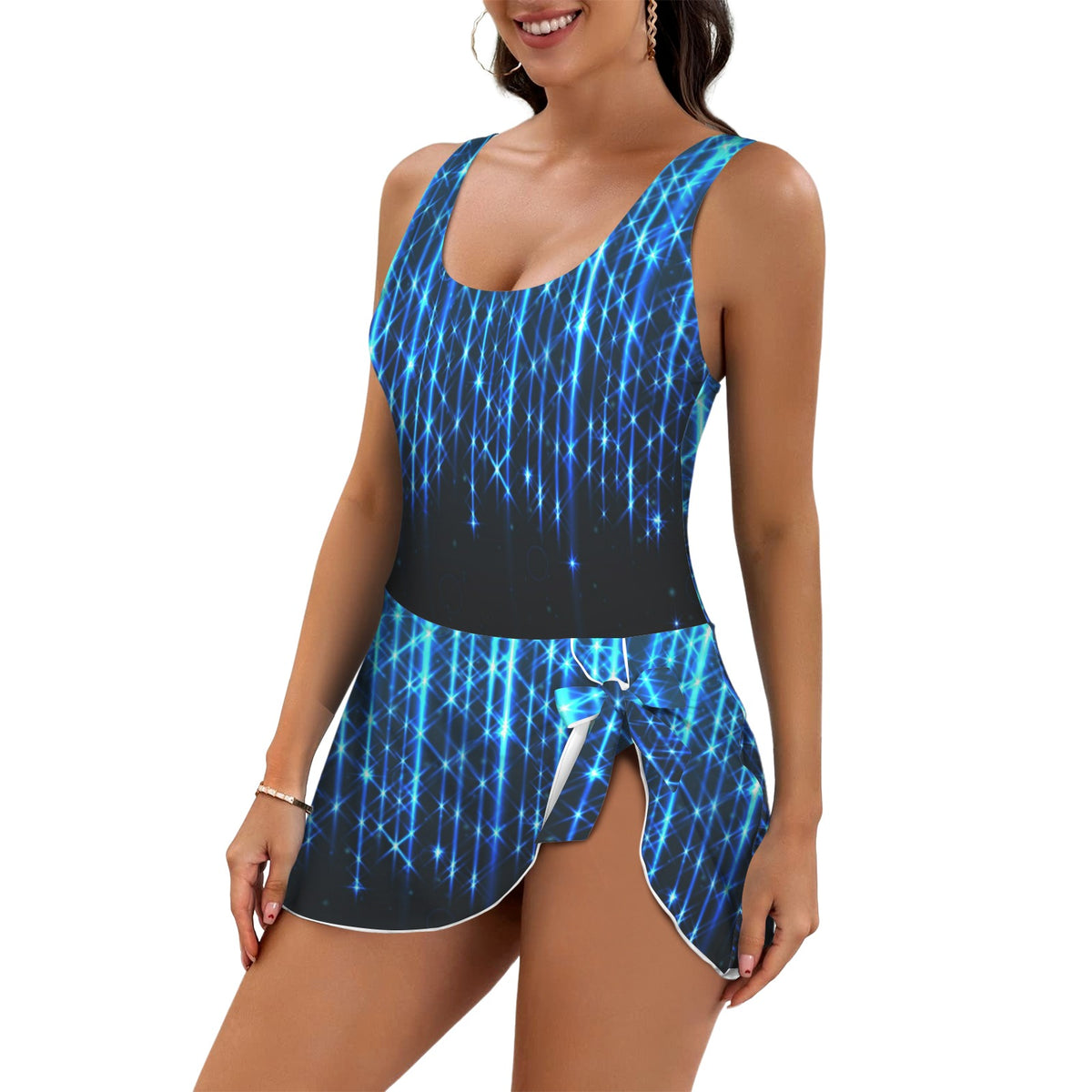Blue Sapphire Women's One Piece Skirted Swimsuit