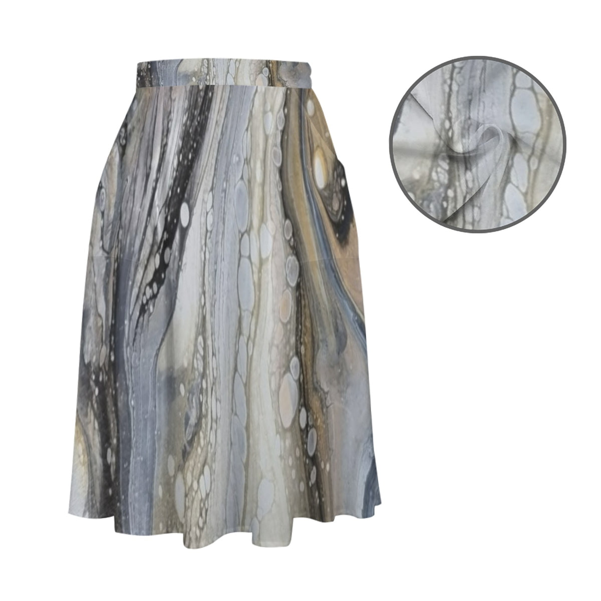 Pearl Oysterr Elastic Waist Pocket Midi Skirt