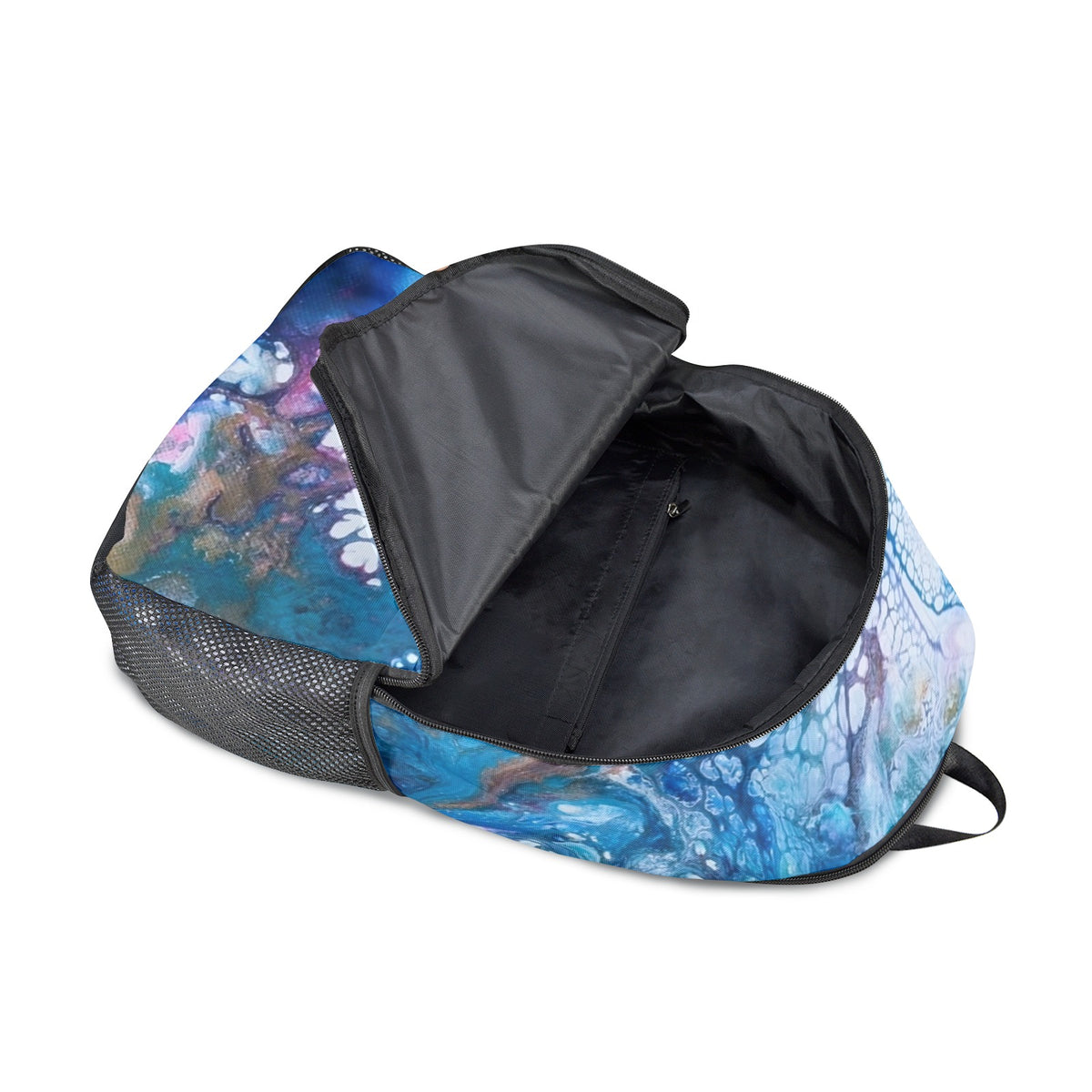 Blue Bubbles Fabric Backpack with Side Mesh Pockets (Model 1659)