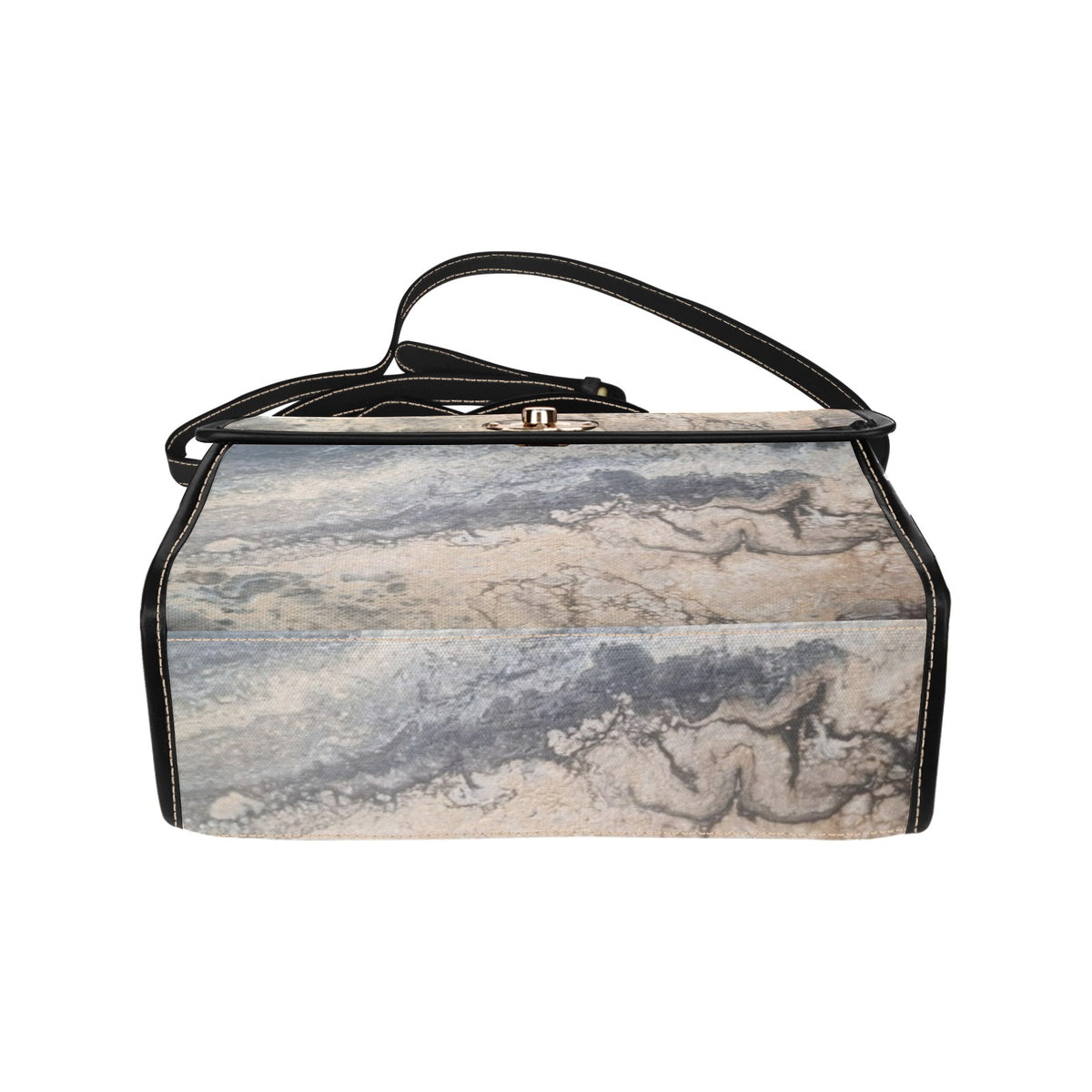 Moonstone Marble Handbag Waterproof Canvas Bag-Black