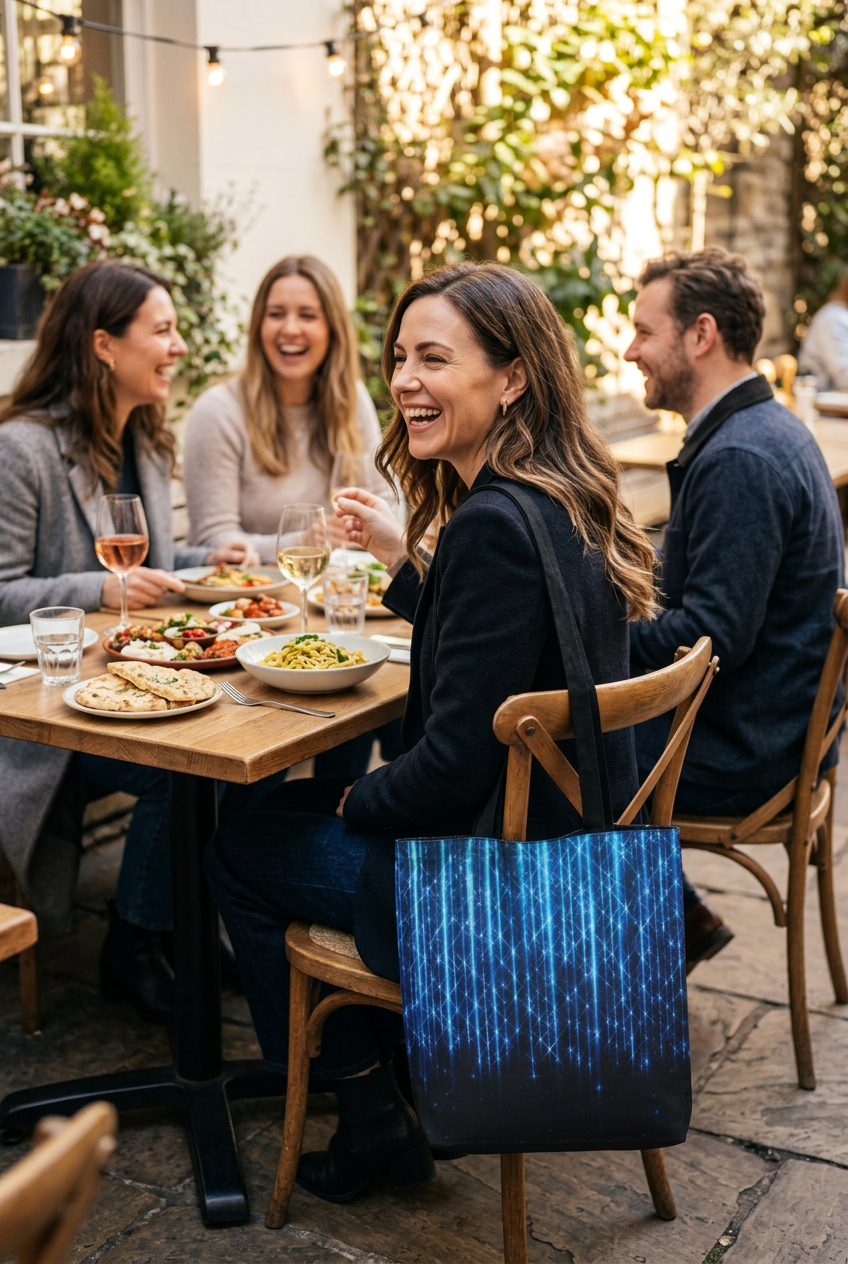 Sapphire Rain Tote - Lunch with Friends