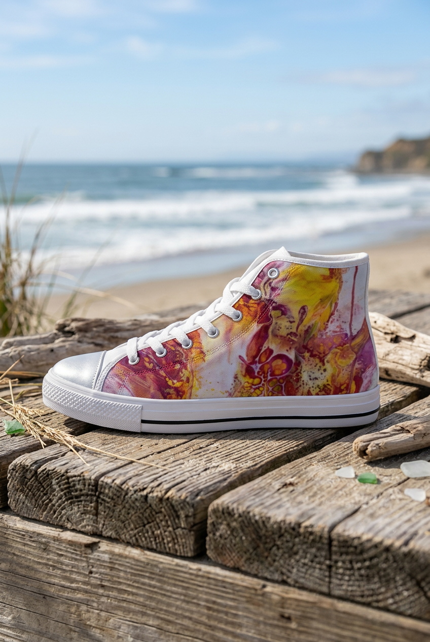 Sunshine Rose sneakers coastal boardwalk